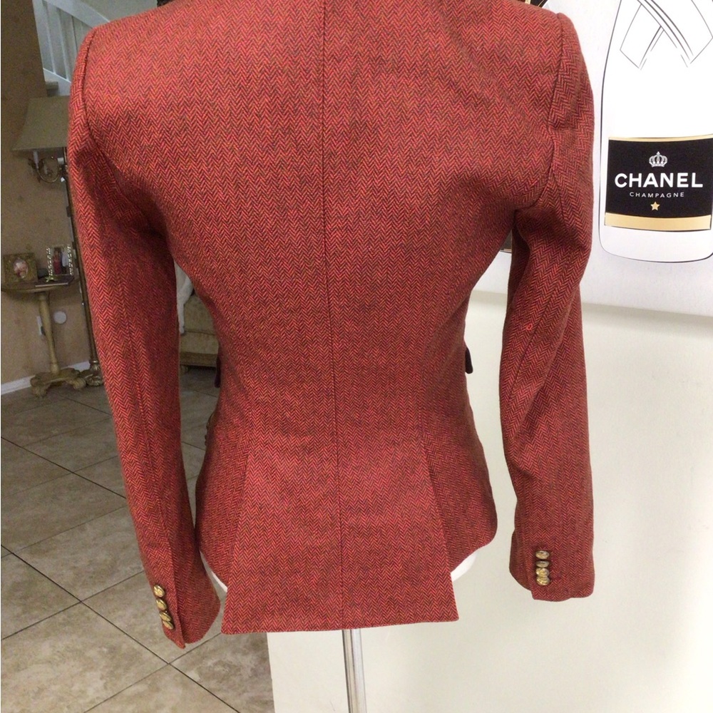 Smythe Velvet Trimmed Peak Lapeled Herringbone Blazer - Picture 8 of 16